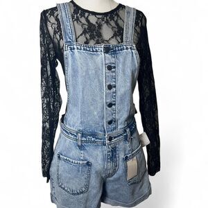 Hidden Denim X Free-people Collab Women's Blue Dungarees-overalls Size Medium